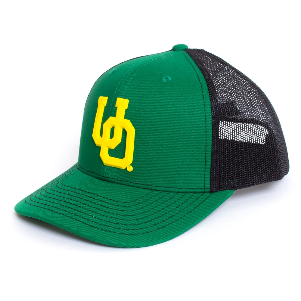 Interlocking UO, Richardson, Green, Trucker, Cotton Blend, Accessories, Unisex, Adjustable, 112, Sonic Weld, 694543
